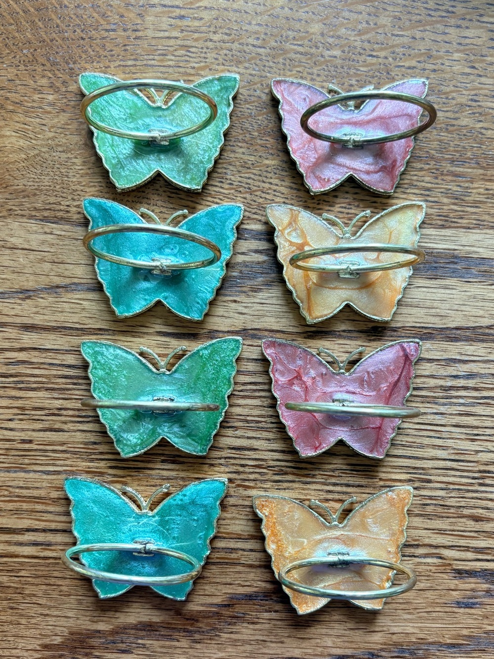 2 sets of Lenox Butterfly Meadow set of 4 Napkin Rings - pastel colors and gold - Picture 12 of 13